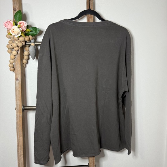 Life is Good Womens Peace Sign Flower Long Sleeve Crusher Charcoal Gray Large - Picture 5 of 9